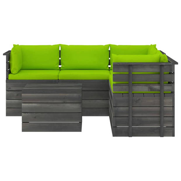 vidaXL 6-delige Loungeset met kussens pallet massief grenenhout