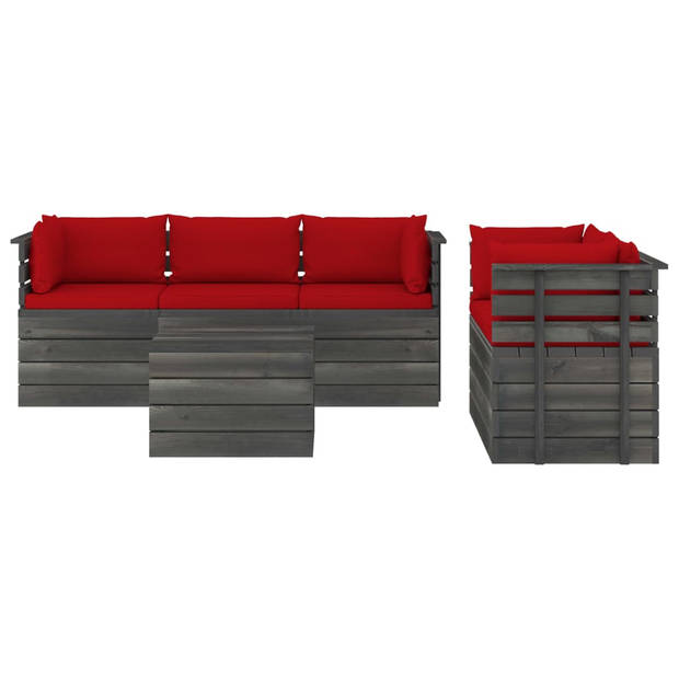 The Living Store Pallet Loungeset - Tuinmeubelset - Grenenhout - 60 x 65 x 71.5 cm - Rood