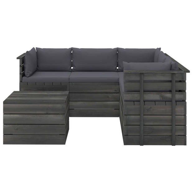 vidaXL 6-delige Loungeset met kussens pallet massief grenenhout