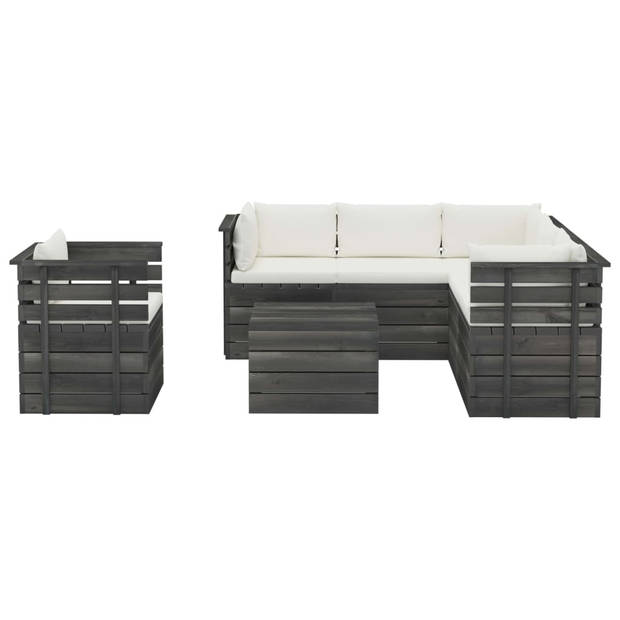 vidaXL 7-delige Loungeset met kussens pallet massief grenenhout