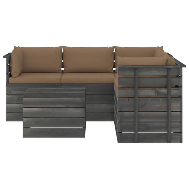 vidaXL 6-delige Loungeset met kussens pallet massief grenenhout