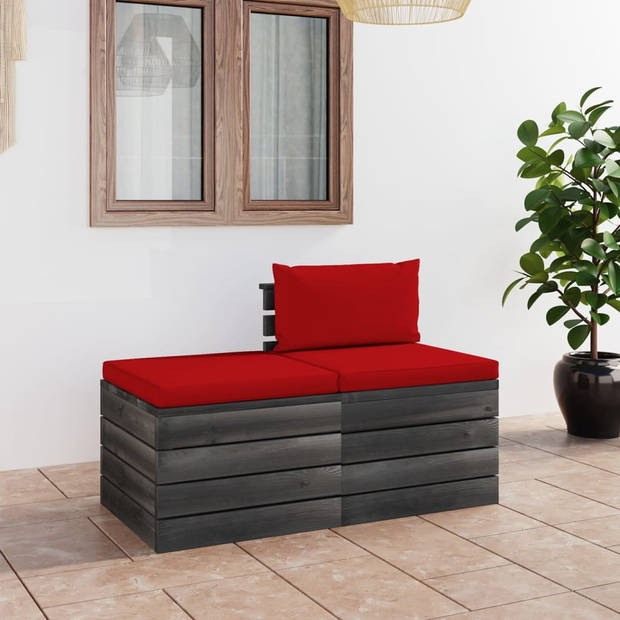 vidaXL 2-delige Loungeset met kussens pallet massief grenenhout