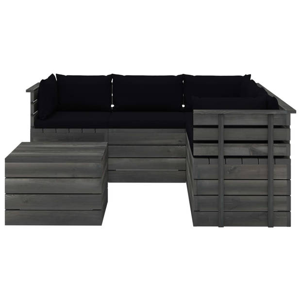 vidaXL 6-delige Loungeset met kussens pallet massief grenenhout