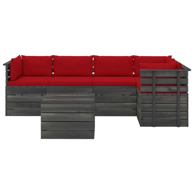 vidaXL 6-delige Loungeset met kussens pallet massief grenenhout