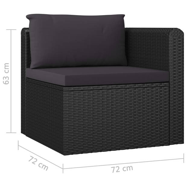 vidaXL 7-delige Loungeset met kussens poly rattan zwart