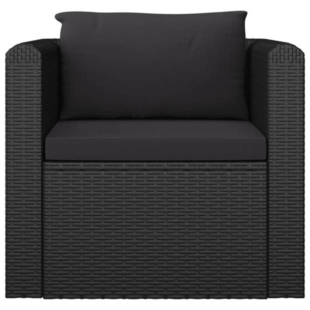 vidaXL 7-delige Loungeset met kussens poly rattan zwart