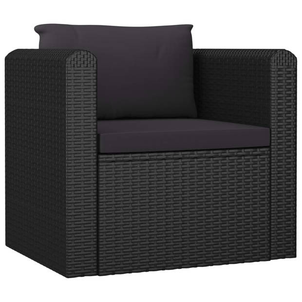 vidaXL 7-delige Loungeset met kussens poly rattan zwart