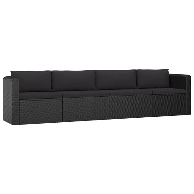 vidaXL 9-delige Loungeset met kussens poly rattan zwart