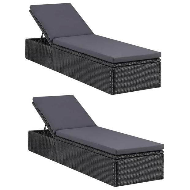 vidaXL 9-delige Tuinset poly rattan zwart