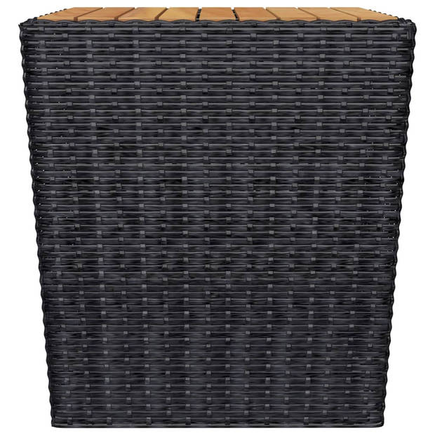 vidaXL 3-delige Bistroset poly rattan en acaciahout zwart