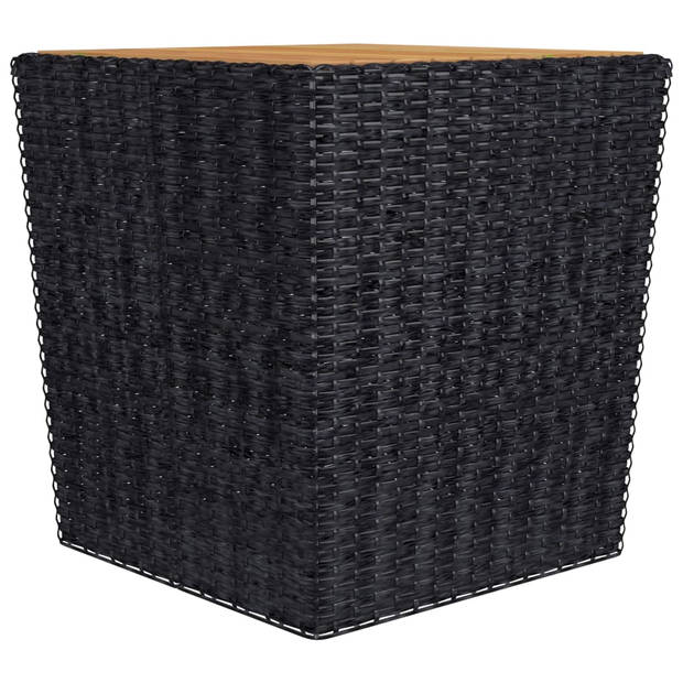 vidaXL 3-delige Bistroset poly rattan en acaciahout zwart