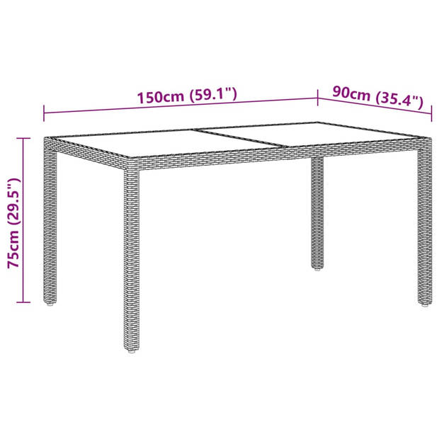 vidaXL 5-delige Tuinset poly rattan en gehard glas beige