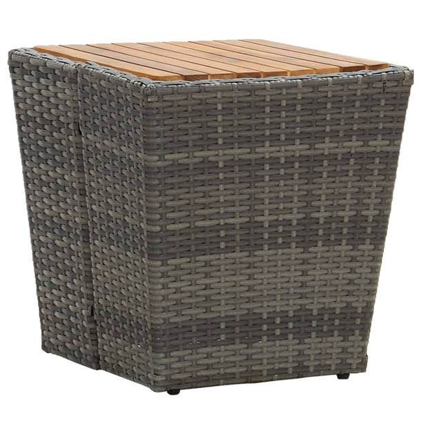 The Living Store Tuinset Marbella - 41.5 x 41.5 cm - grijs - poly rattan - staal - acaciahout - verstelbare