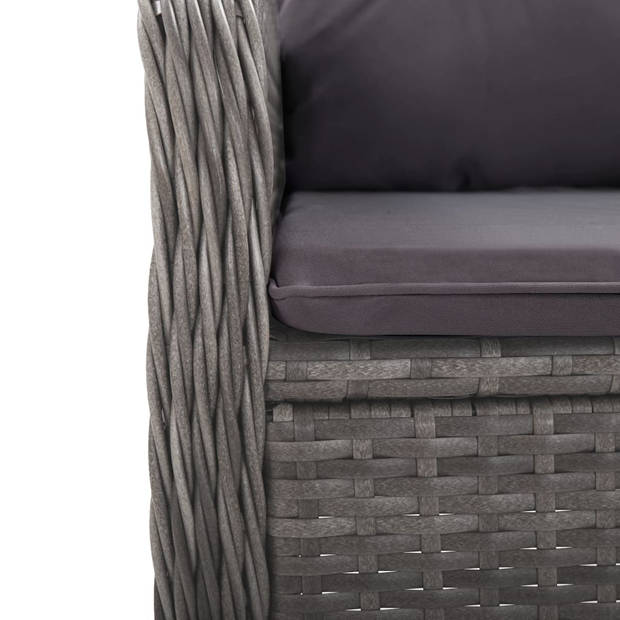 The Living Store Tuinset Marbella - 41.5 x 41.5 cm - grijs - poly rattan - staal - acaciahout - verstelbare