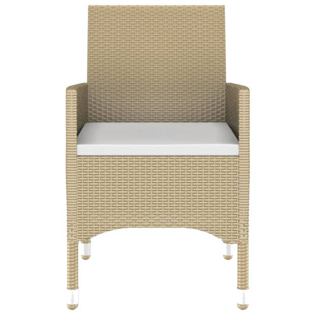 vidaXL 7-delige Tuinset poly rattan en gehard glas beige