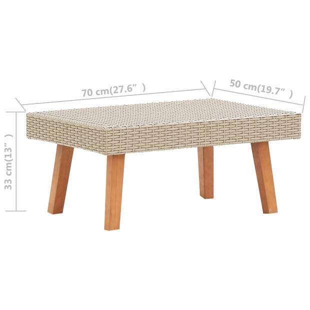 vidaXL 3-delige Loungeset met kussens poly rattan beige