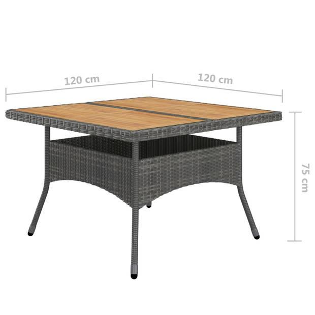 vidaXL 9-delige Tuinset poly rattan en acaciahout grijs