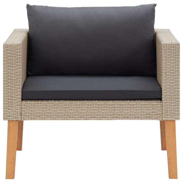 vidaXL 4-delige Loungeset met kussens poly rattan beige