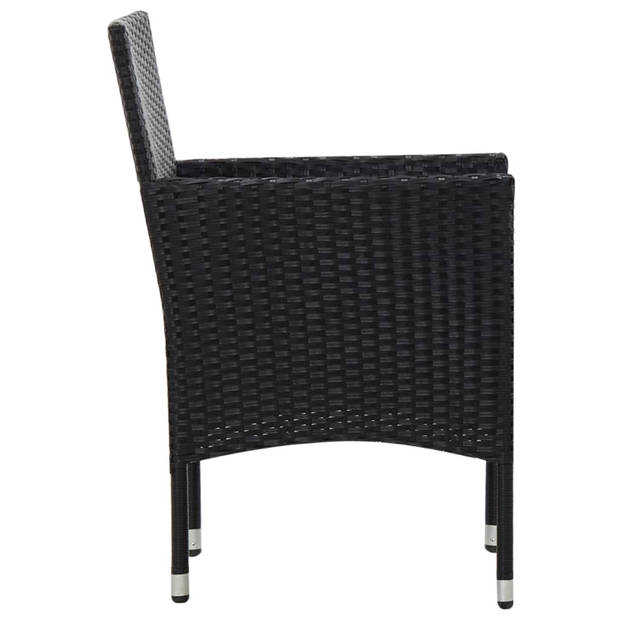 vidaXL 4-delige Loungeset met kussens poly rattan zwart