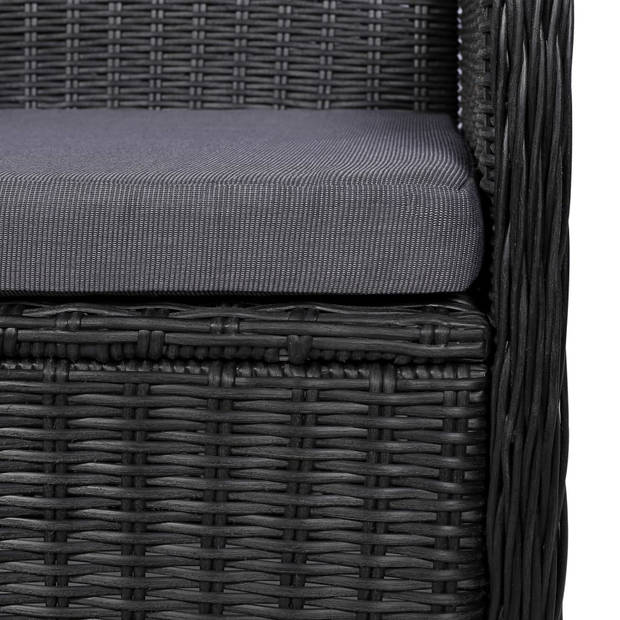 vidaXL 7-delige Tuinset poly rattan zwart