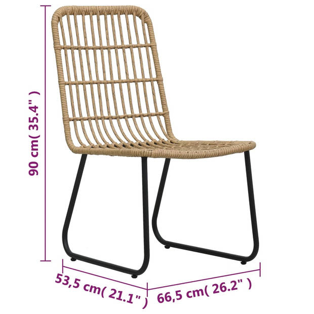 vidaXL 3-delige Bistroset poly rattan eikenkleurig