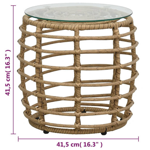 vidaXL 3-delige Bistroset poly rattan eikenkleurig