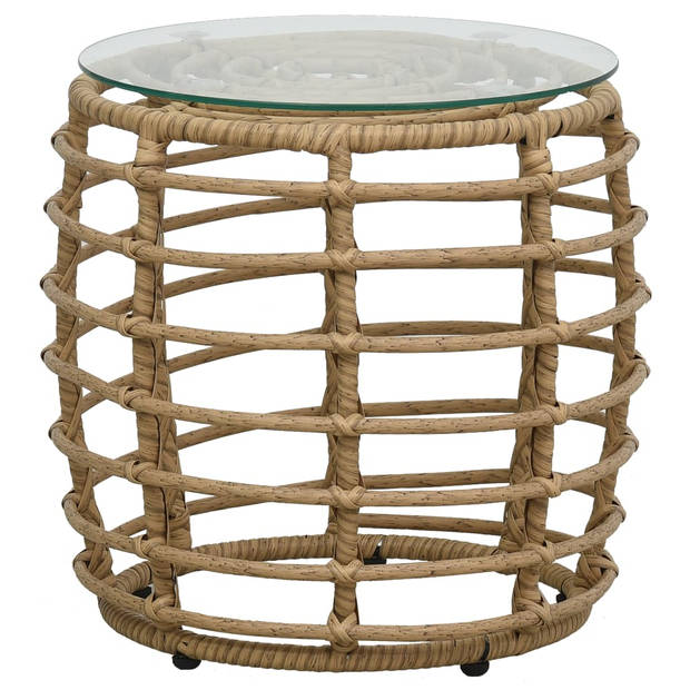 vidaXL 3-delige Bistroset poly rattan eikenkleurig