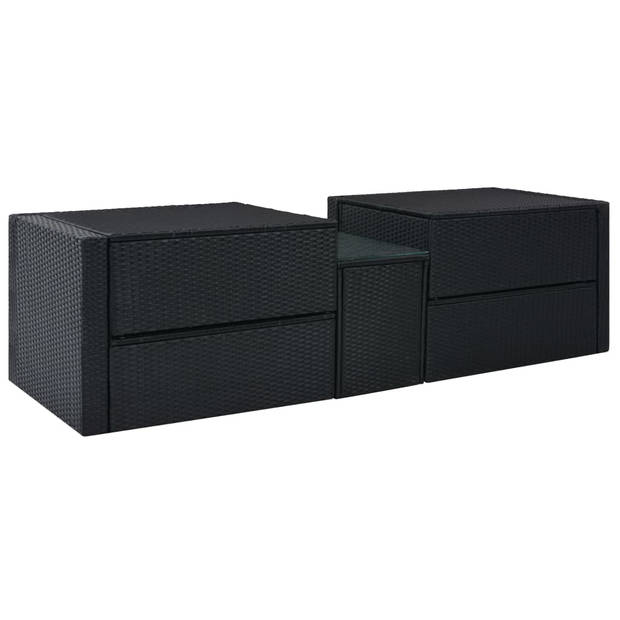 vidaXL 5-delige Loungeset met kussens poly rattan zwart