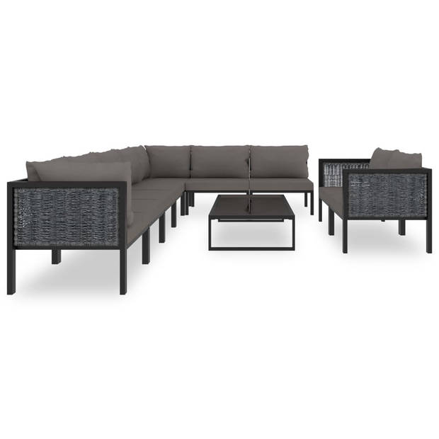 vidaXL 10-delige Loungeset met kussens poly rattan antraciet