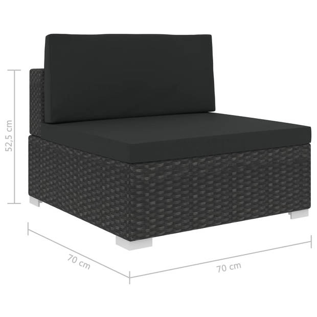 vidaXL 8-delige Loungeset met kussens poly rattan zwart