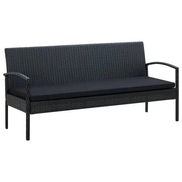 vidaXL 5-delige Loungeset met kussens poly rattan zwart