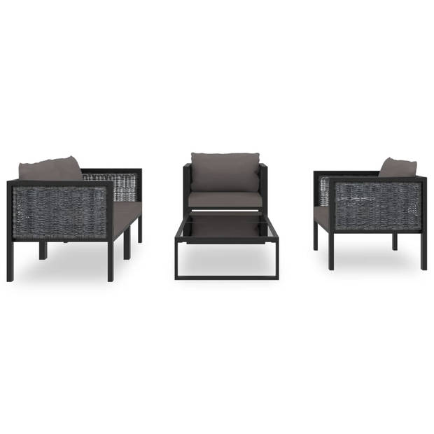 vidaXL 5-delige Loungeset met kussens poly rattan antraciet