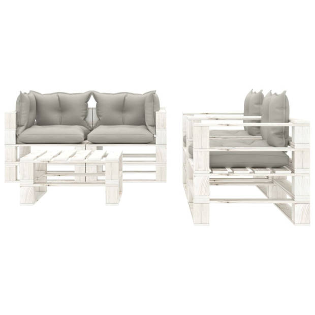 vidaXL 5-delige Loungeset met taupe kussens pallet hout