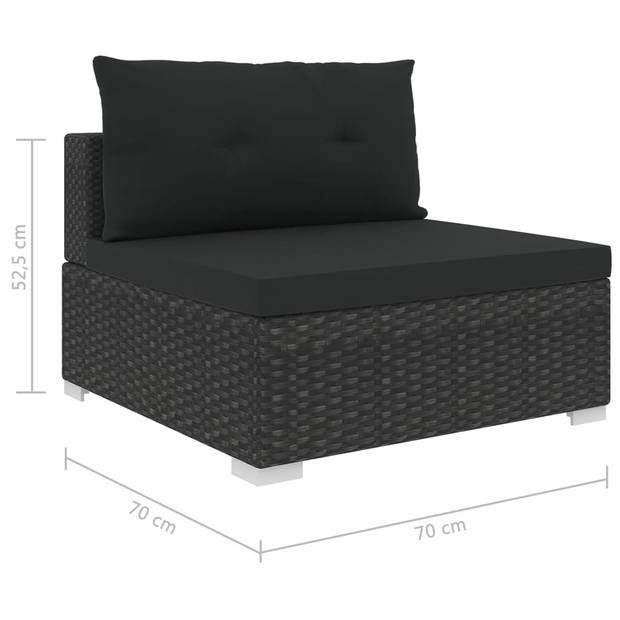 vidaXL 10-delige Loungeset met kussens poly rattan zwart