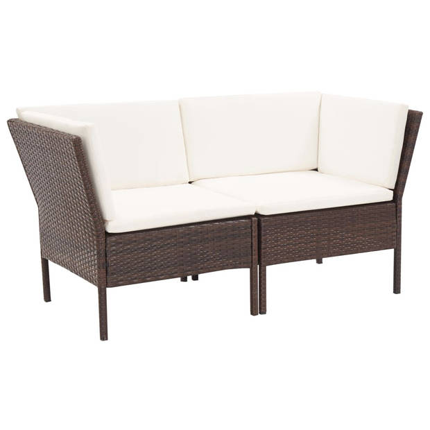 vidaXL 8-delige Loungeset met kussens poly rattan bruin