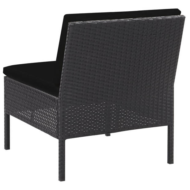 vidaXL 5-delige Loungeset met kussens poly rattan zwart