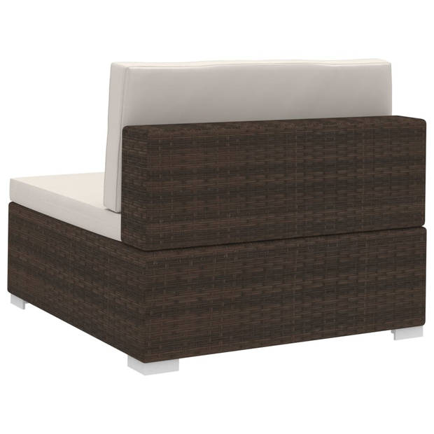 vidaXL 4-delige Loungeset met kussens poly rattan bruin