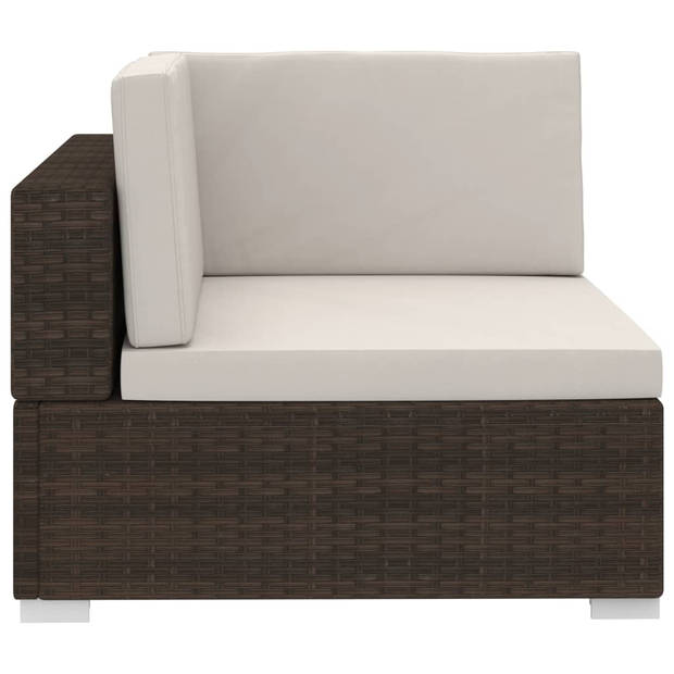 vidaXL 3-delige Loungeset met kussens poly rattan bruin