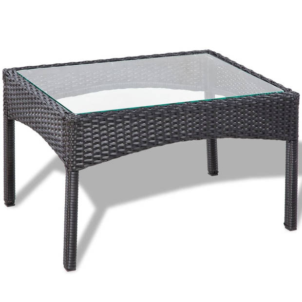 vidaXL 4-delige Loungeset met kussens poly rattan zwart