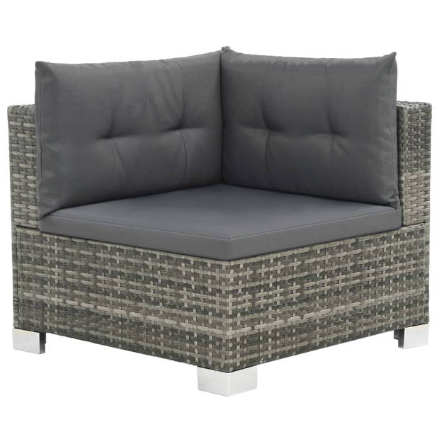 vidaXL 10-delige Loungeset met kussens poly rattan grijs