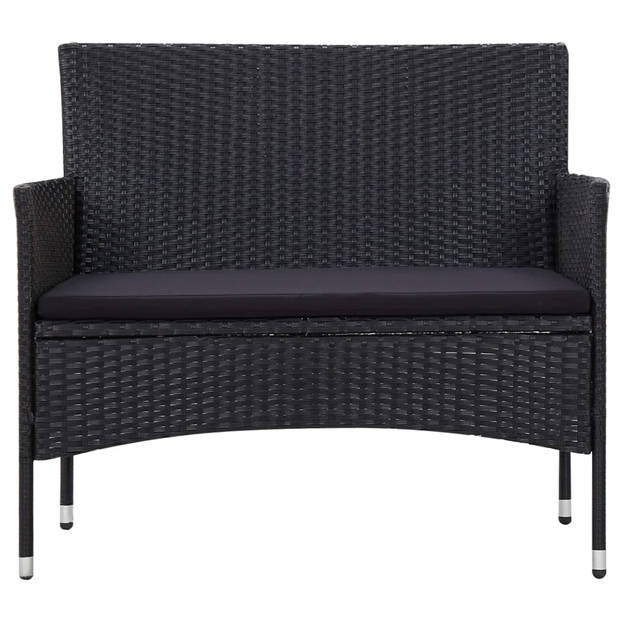 vidaXL 5-delige Loungeset met kussens poly rattan zwart