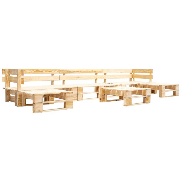 vidaXL 6-delige Loungeset pallet met rode kussens hout