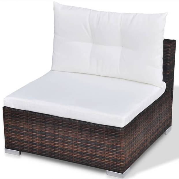 vidaXL 10-delige Loungeset met kussens poly rattan bruin