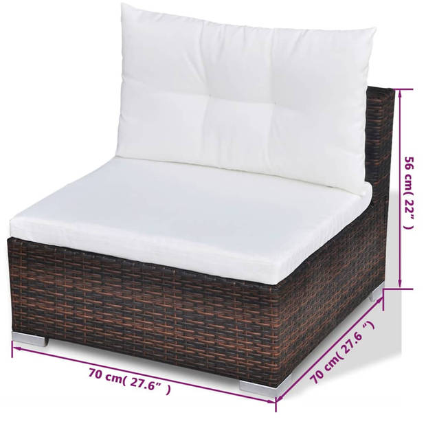 vidaXL 10-delige Loungeset met kussens poly rattan bruin