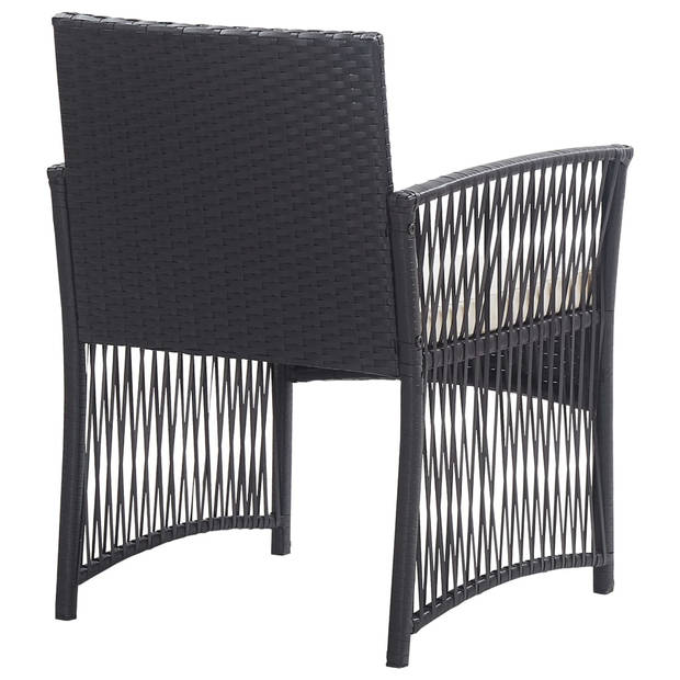 vidaXL 4-delige Loungeset met kussen poly rattan zwart