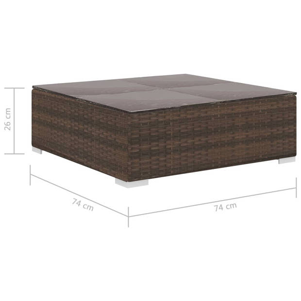 vidaXL 8-delige Loungeset met kussens poly rattan bruin