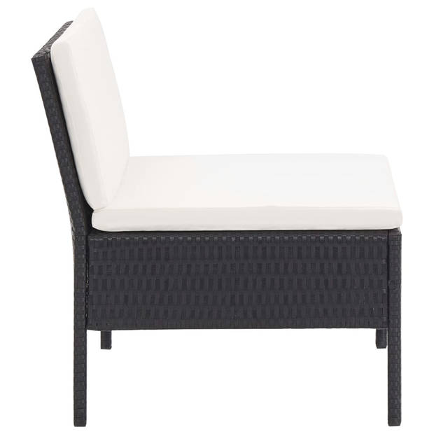 The Living Store Loungeset - Zwart - PE-rattan - 57x69x67 cm - Modulair