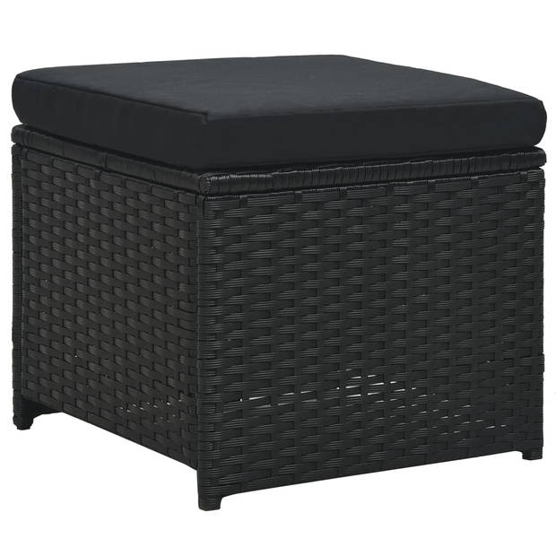 vidaXL 6-delige Loungeset met kussens poly rattan zwart