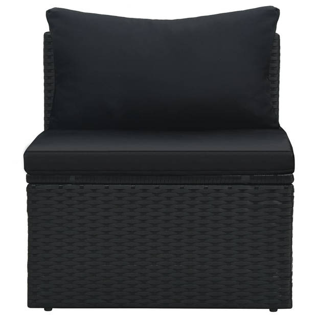 vidaXL 6-delige Loungeset met kussens poly rattan zwart