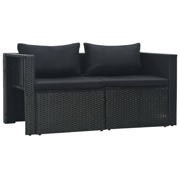 vidaXL 6-delige Loungeset met kussens poly rattan zwart